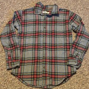 Hope & Henry Gray Plaid Button-down flannel shirt Boys XL Organic cotton